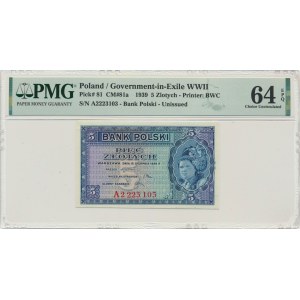 5 złotych 1939 - A - PMG 64 EPQ