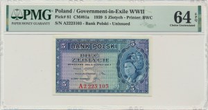 5 złotych 1939 - A - PMG 64 EPQ