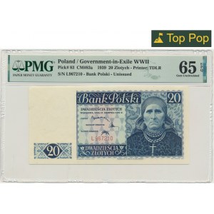 20 złotych 1939 - L - PMG 65 EPQ