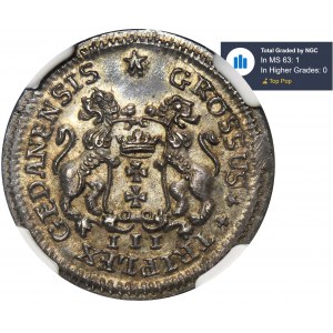 August III Sas, Troyak Gdansk 1755 - NGC MS63 - SILBER, PIEDFORT, EINZIGARTIG