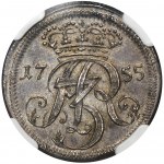 August III Sas, Trojak Gdańsk 1755 - NGC MS63 - SREBRO, PIEDFORT, UNIKAT