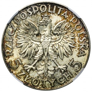 Głowa Kobiety, 5 złotych Warszawa 1934 - NGC MS64 - WYŚMIENITA