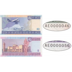 Lithuania, lot 10-20 Litu 2001 - AA - low serial numbers - (2 pcs.)