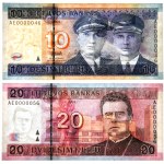 Lithuania, lot 10-20 Litu 2001 - AA - low serial numbers - (2 pcs.)