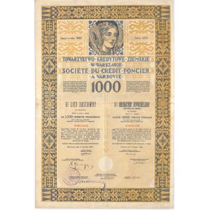 Towarzystwo Kredytowe Ziemskie in Warsaw, 6% mortgage bond, 1000 French francs