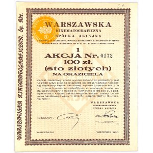 Warszawska Kinematograficzna S.A., PLN 100.