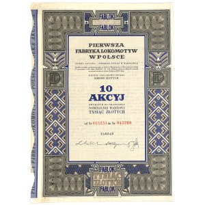 Pierwsza Fabryka Lokomotyw w Polsce S.A., 10 x 100 zł 1938