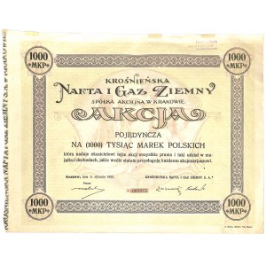 Krośnieńska Nafta i Gaz Ziemny w Krośnie S.A., 1.000 mkp 1922