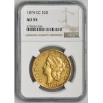 USA, 20 Dollars Carson City 1874 CC - NGC AU55 - RARE