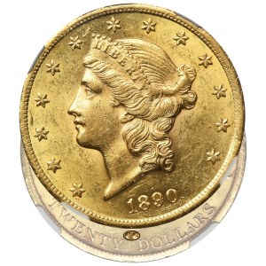 USA, $20 Carson City 1890 CC - NGC AU58 - RARE