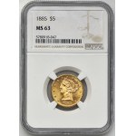 USA, 5 Dollars Philadelphia 1885 - NGC MS63