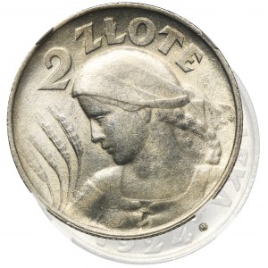 Kobieta i kłosy, 2 złote Birmingham 1924 literka H - NGC MS61 - RZADKA