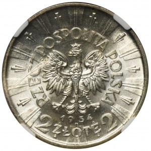 Piłsudski, 2 Zloty 1934 - NGC MS64 - SCHÖN
