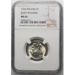 Piłsudski, 2 złote 1934 - NGC MS64 - PIĘKNY