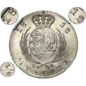 Księstwo Warszawskie, 1/6 Talara (złotówka) Warszawa 1812 IB - NGC MS63 - RZADKA