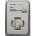 Duchy of Warsaw, 1/6 Thaler Warsaw 1812 IB - NGC MS63 - RARE