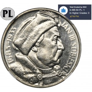 Sobieski, 10 złotych 1933 - NGC MS64 PROOF LIKE - jak lustrzanka