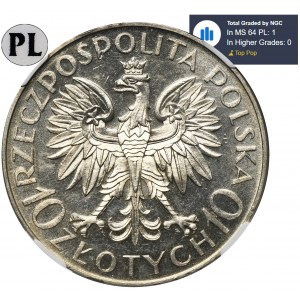 Sobieski, 10 złotych 1933 - NGC MS64 PROOF LIKE - jak lustrzanka