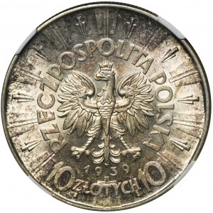 Pilsudski, 10 gold 1939 - NGC MS62