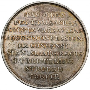 Poniatowski, Medal z okazji budowy kościoła ewangelicko-augsburskiego św. Trójcy w Warszawie w 1778 - ORYGINALNE BICIE W SREBRZE