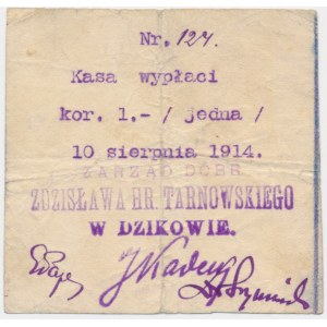 Dzików, 1 korona 10.8.1914 - RZADKOŚĆ
