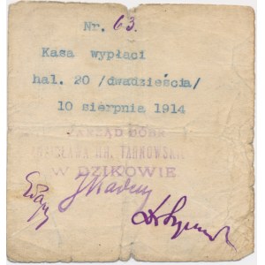 Dzików, 20 halerzy 10.8.1914 - RZADKOŚĆ