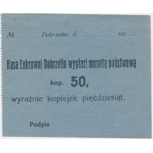 Dobrzelin, 50 kopiejek 1914 - nominał oznaczony drukiem
