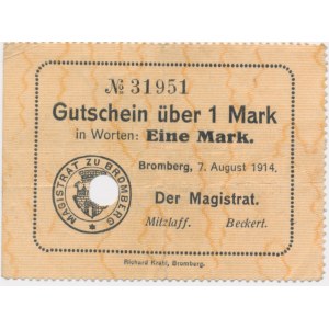 Bydgoszcz (Bromberg), 1 Mark 1914 - entwertet
