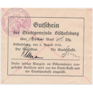 Biskupiec (Bischofsburg), 1 marka 1914 - RZADKI