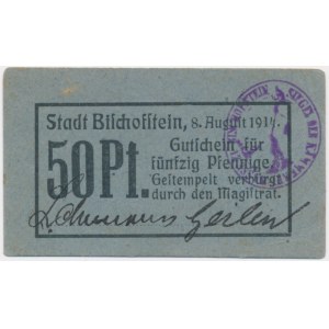 Bisztynek (Bischofstein), 50 fenigów 1914 - otwarte G