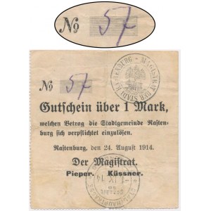 Kętrzyn (Rastenburg), 1 marka 1914 - forma III - niski numer