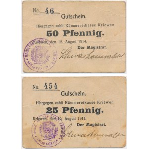Krzywin (Kriewen), 25 and 50 fenig 1914
