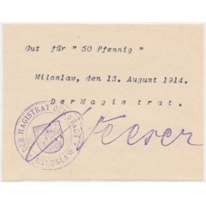 Miloslav, 50 fenig 17.8.1914 - newly printed