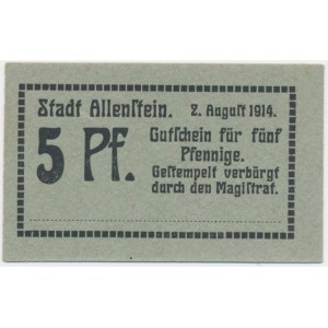 Olsztyn (Allenstein), 5 fenigów 1914 - blankiet