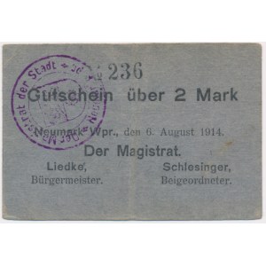Nowemiasto (Neumark Wpr.), 2 marks 1914 - erased