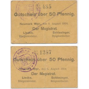 Nowemiasto (Neumark Wpr.) - 50 fenigów 1914 - dwa inne kasowania