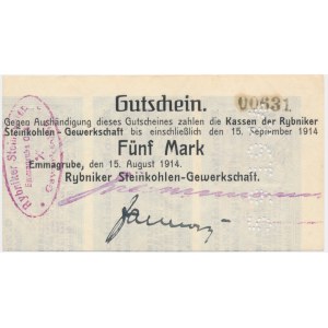 Zeche Rybnik/Marcel (Emmagrube), 5 Mark 1914