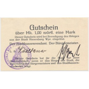 Praputy (Riesenburg), 1 mark 1914 - handwritten signature