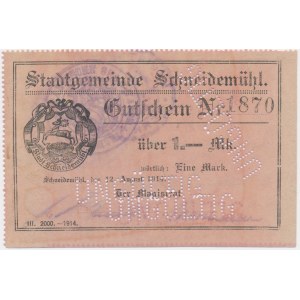 Piła (Schneidemuhl), 1 marka 1914 - druk III - skasowany