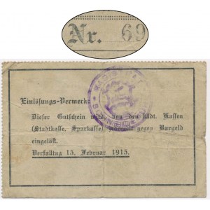 Piła (Schneidemuhl), 1 marka 1914 - druk III - niski numer