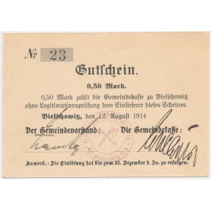 Bielszowice (Bielschowitz), 0.5 marki 1914 - stempel Kr. Hindenburg - rzadki