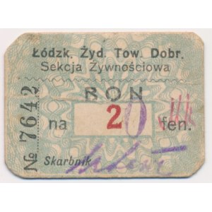 Łódź, 20 marks reprinted on 2 fenig - RARE