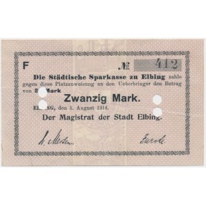 Elbląg (Elbing), 20 marek 1914 - wysoki numerator