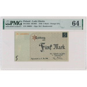 5 Mark 1940 - orange serial number - PMG 64 - cardboard paper