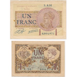 Francja, zestaw 1 frank 1922 (2 szt.)