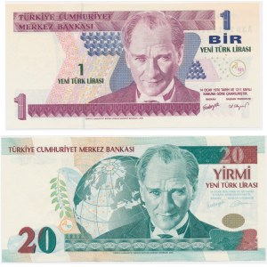 Türkei, Satz von 1-20 Lira 2005 (2 Stück).