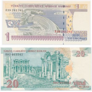 Türkei, Satz von 1-20 Lira 2005 (2 Stück).