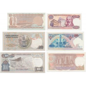 Turkey, lot 20-5.000 Lira 1970 (6 pcs.)