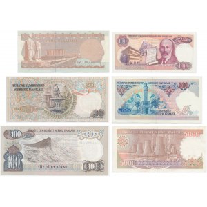 Turcja, zestaw 20-5.000 lir 1970 (6 szt.)