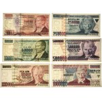 Türkei, Satz 20.000 - 1 Million Lira 1992-2002 (6 Stück).